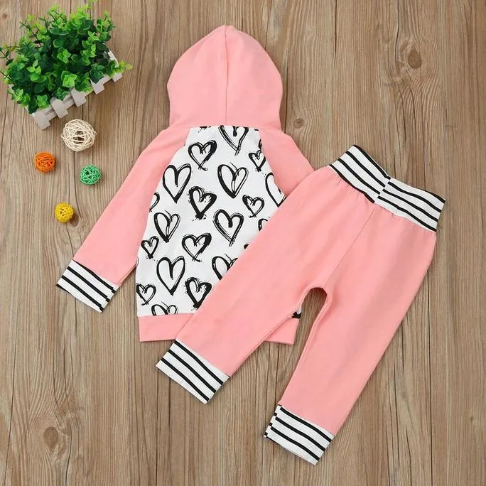 Pink Heart Hoodie Pants Outfit