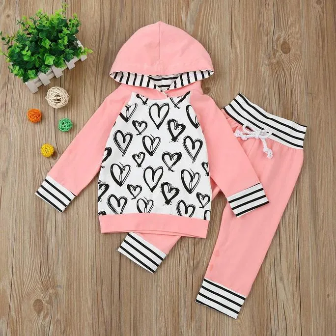 Pink Heart Hoodie Pants Outfit