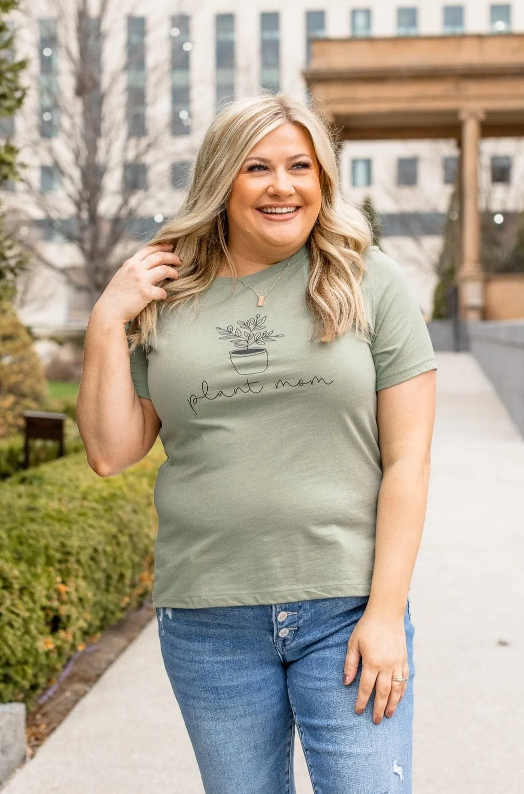 Plant Mom Graphic Tee- Sage