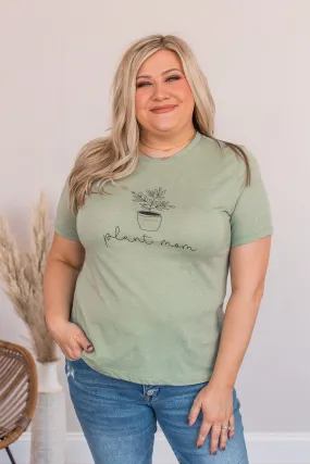 Plant Mom Graphic Tee- Sage