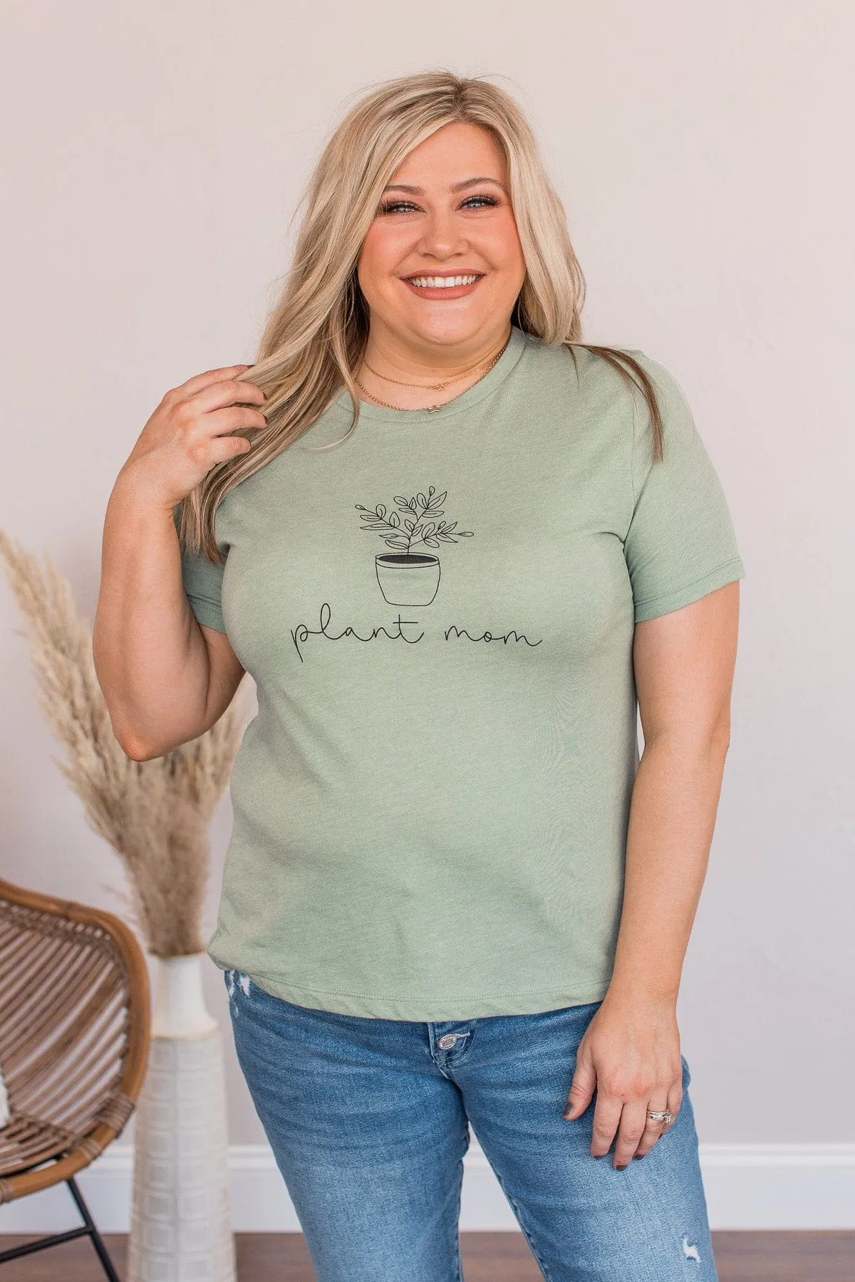 Plant Mom Graphic Tee- Sage