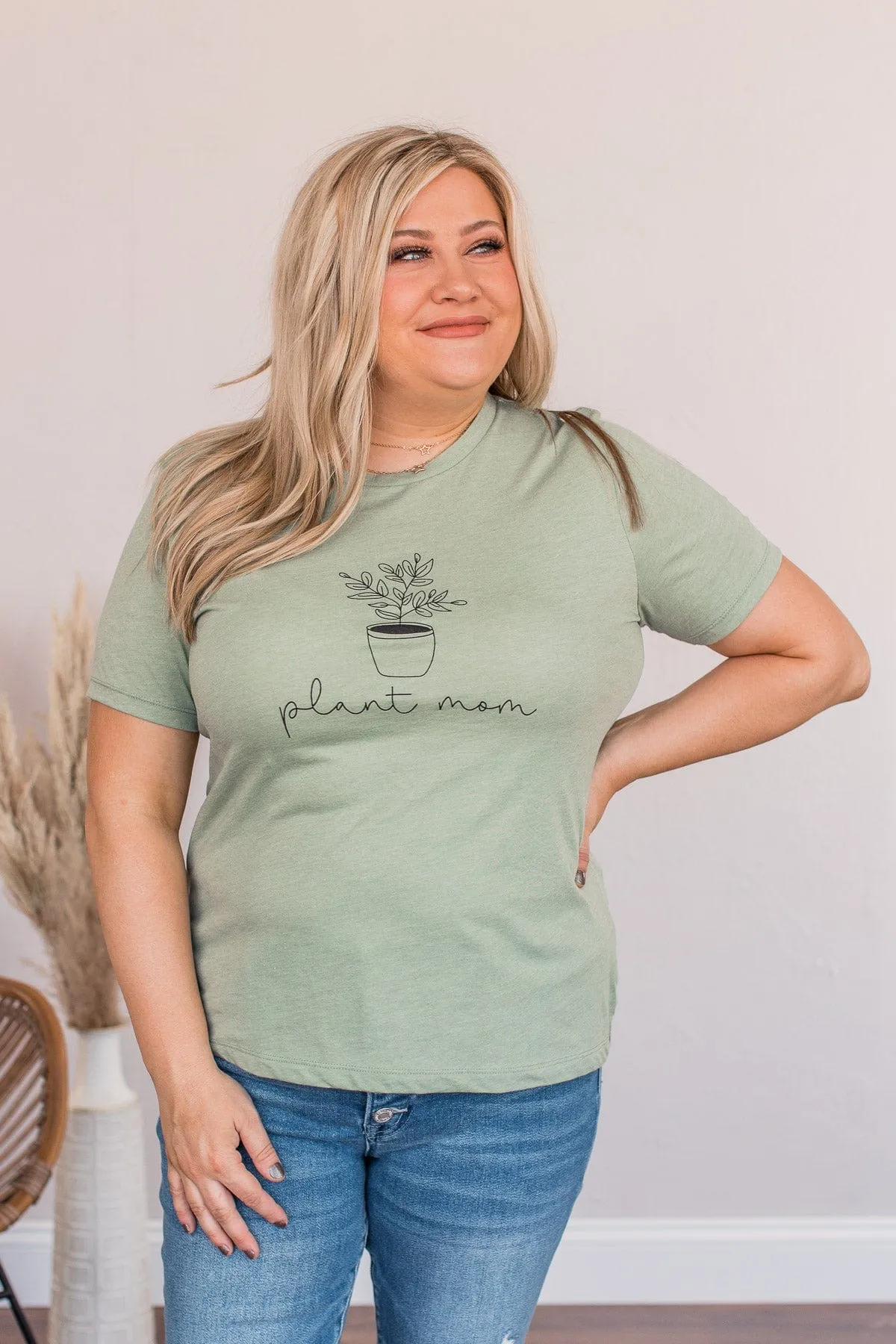 Plant Mom Graphic Tee- Sage