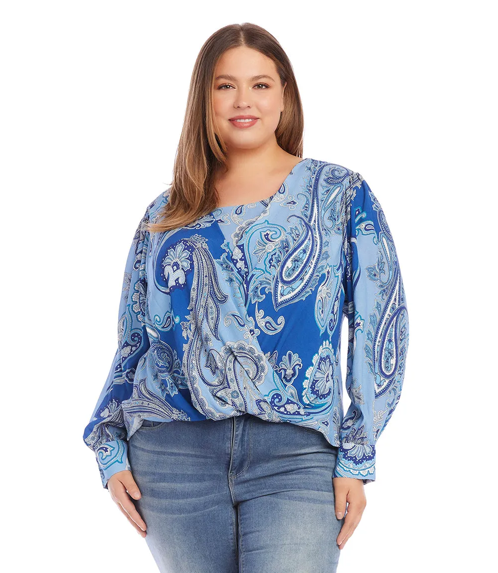 Plus Size Drape Front Top