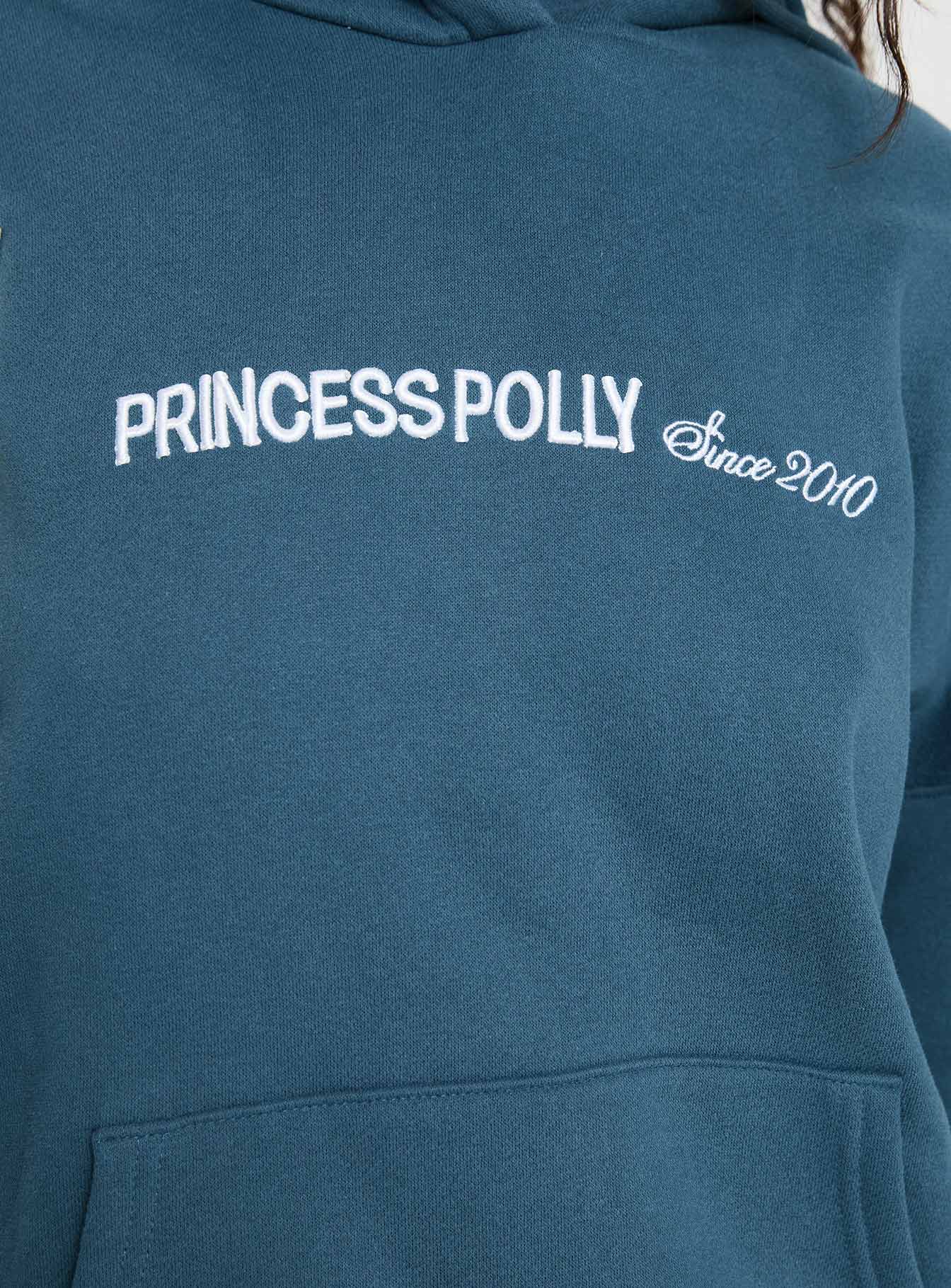 Princess Polly Hooded Sweatshirt Block / Cursive Text Slate