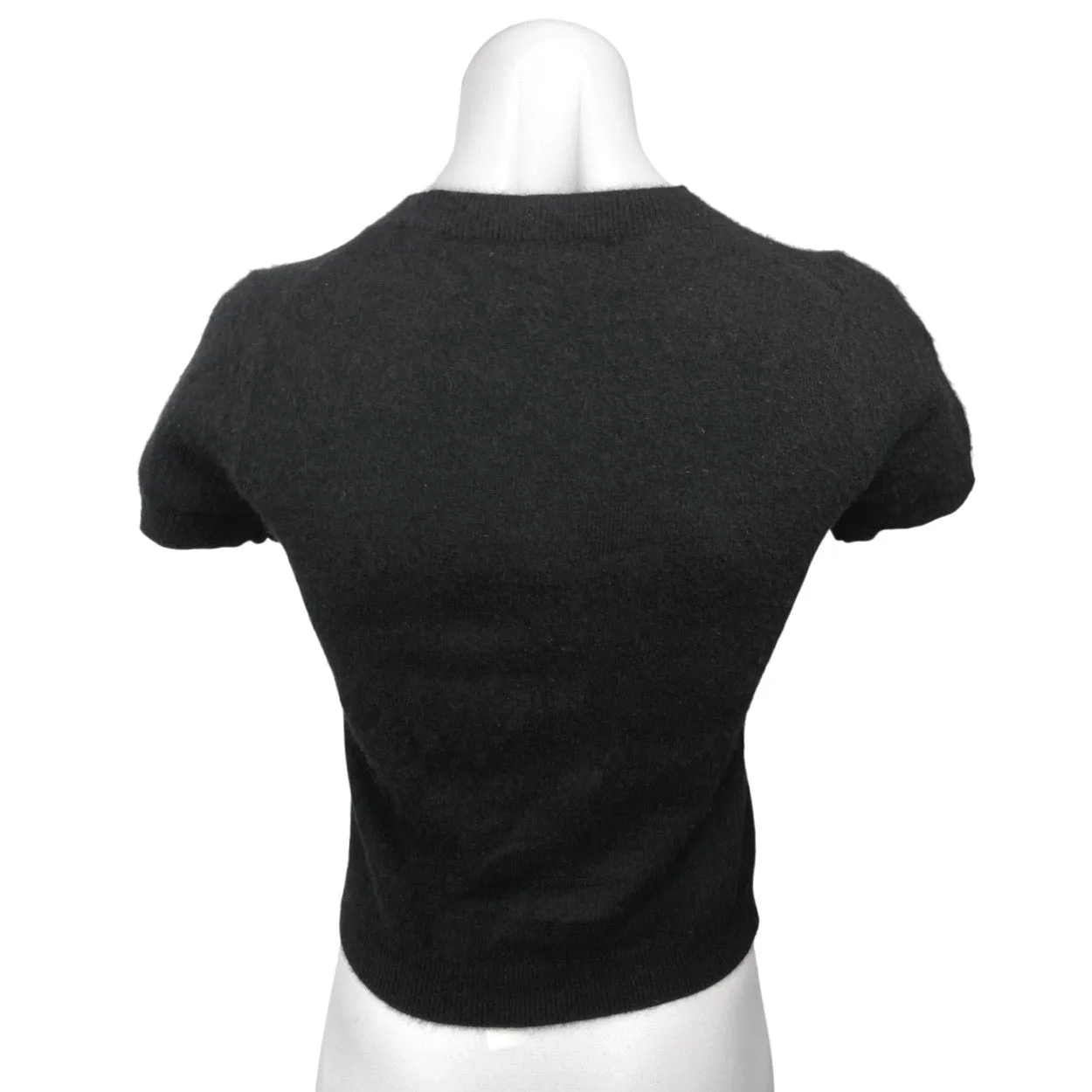 Quince Womens Black 100% Cashmere Round Neck Short Sleeve Tee Sweater Top Sz XS