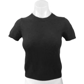 Quince Womens Black 100% Cashmere Round Neck Short Sleeve Tee Sweater Top Sz XS