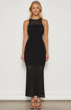 Racer Neckline Crochet Panel Maxi Knit Dress (WKN647)