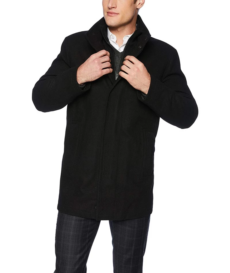 Rafferty Black Modern Fit Wool Coat for Men