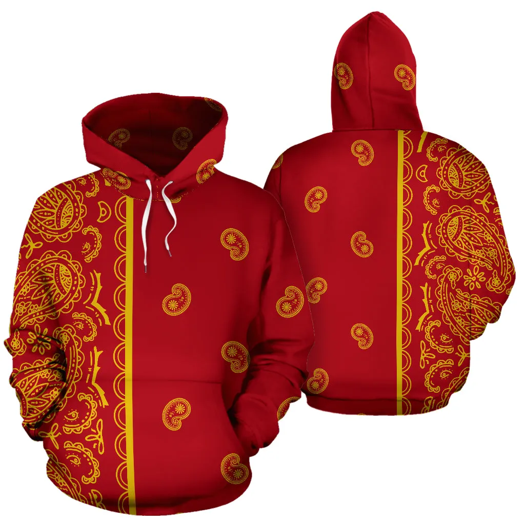 Red and Gold Bandana Pullover Hoodie