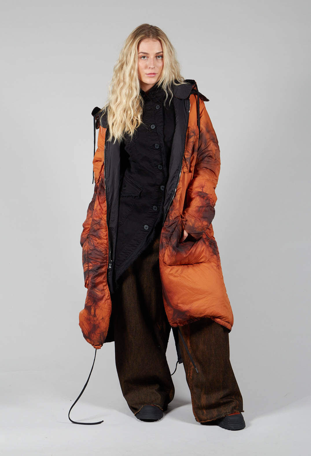 Reversible Padded Parka in Black Copper