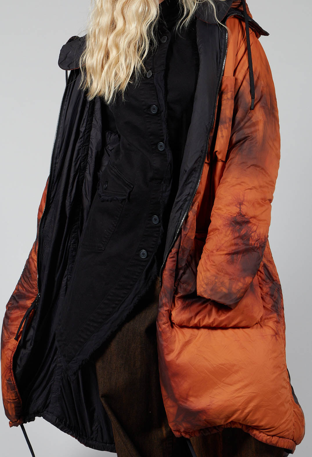 Reversible Padded Parka in Black Copper