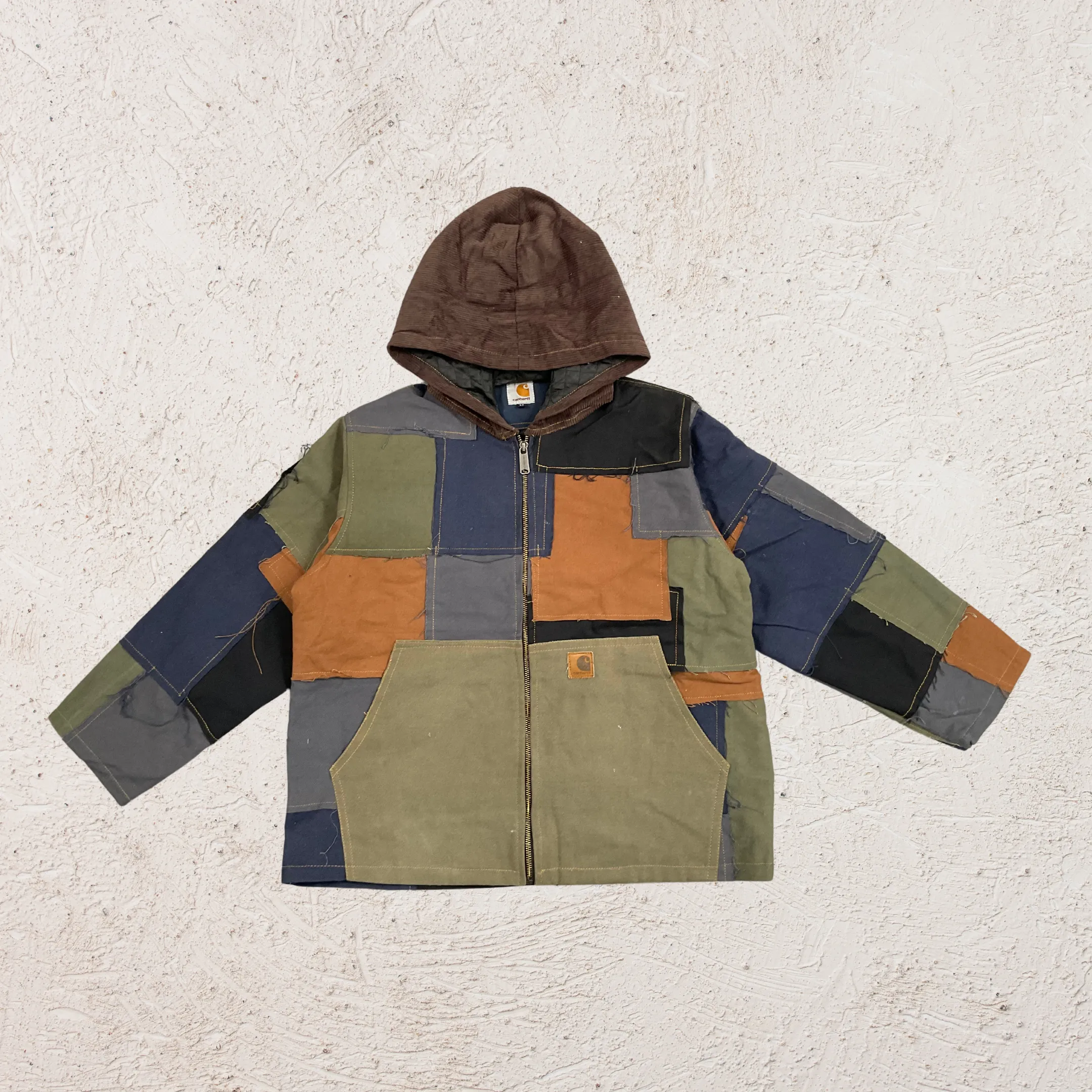 REWORKED PATCHWORK BRANDED WORKWEAR HOODIE - SS24