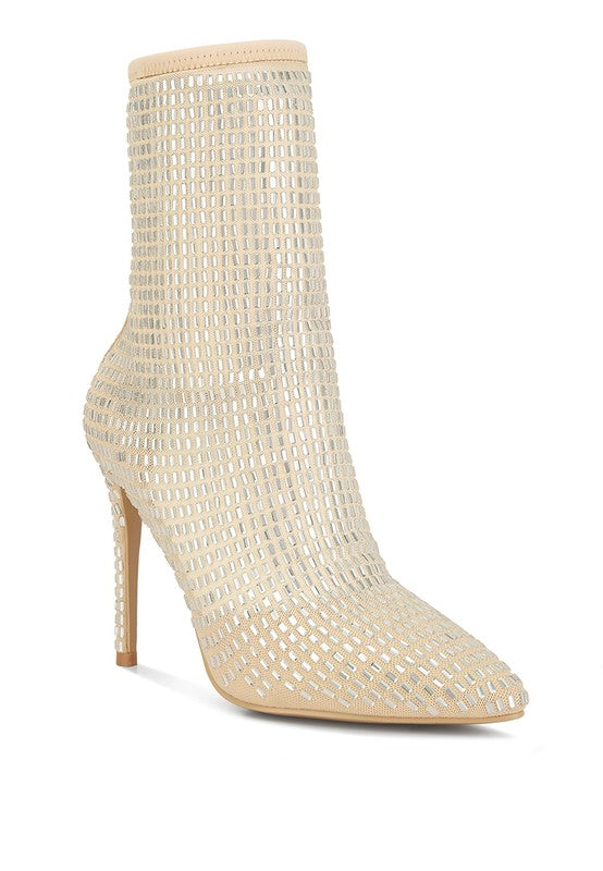 Rhinestones Mesh Boots