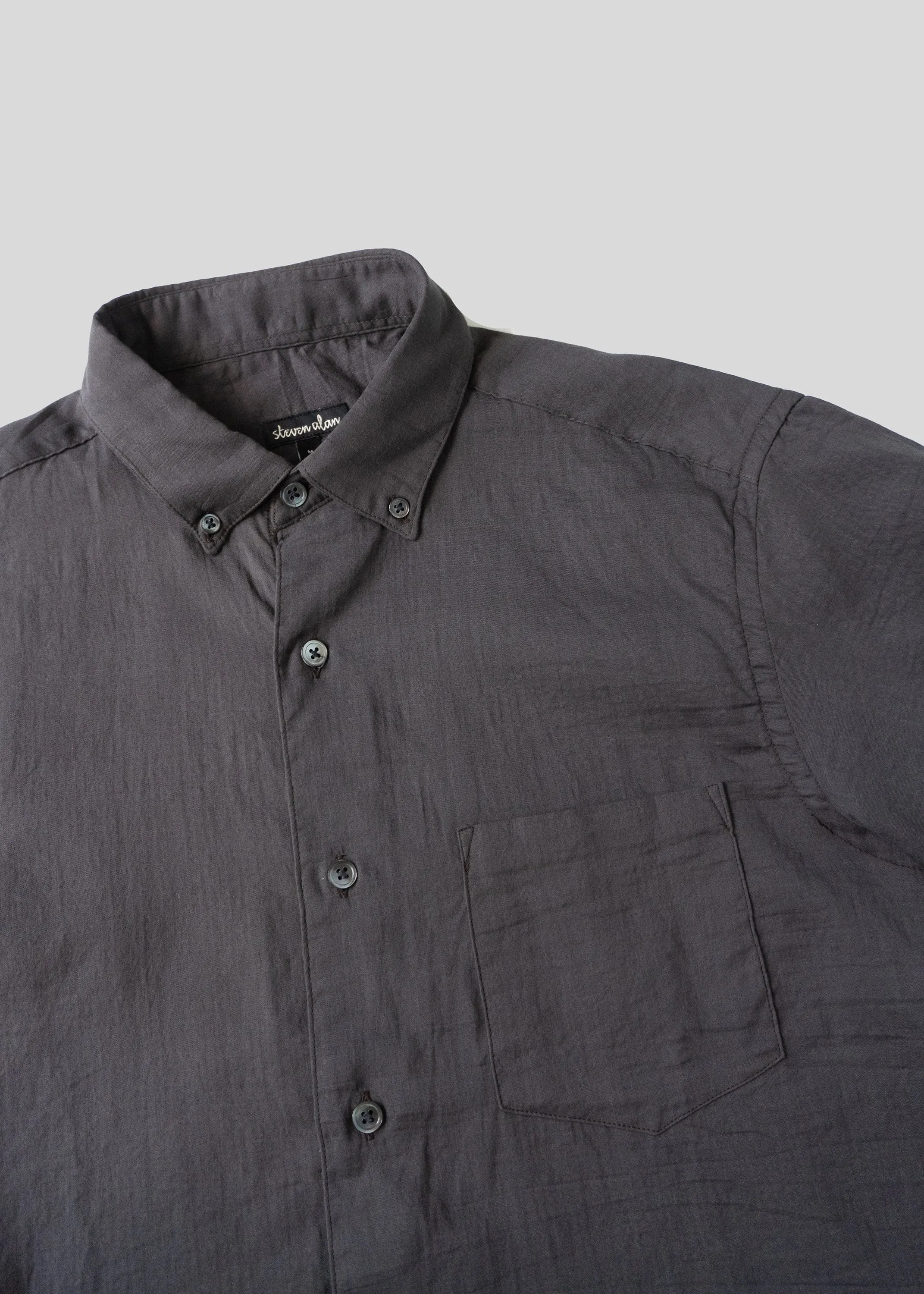 Short Sleeve Single Needle Shirt, Charcoal