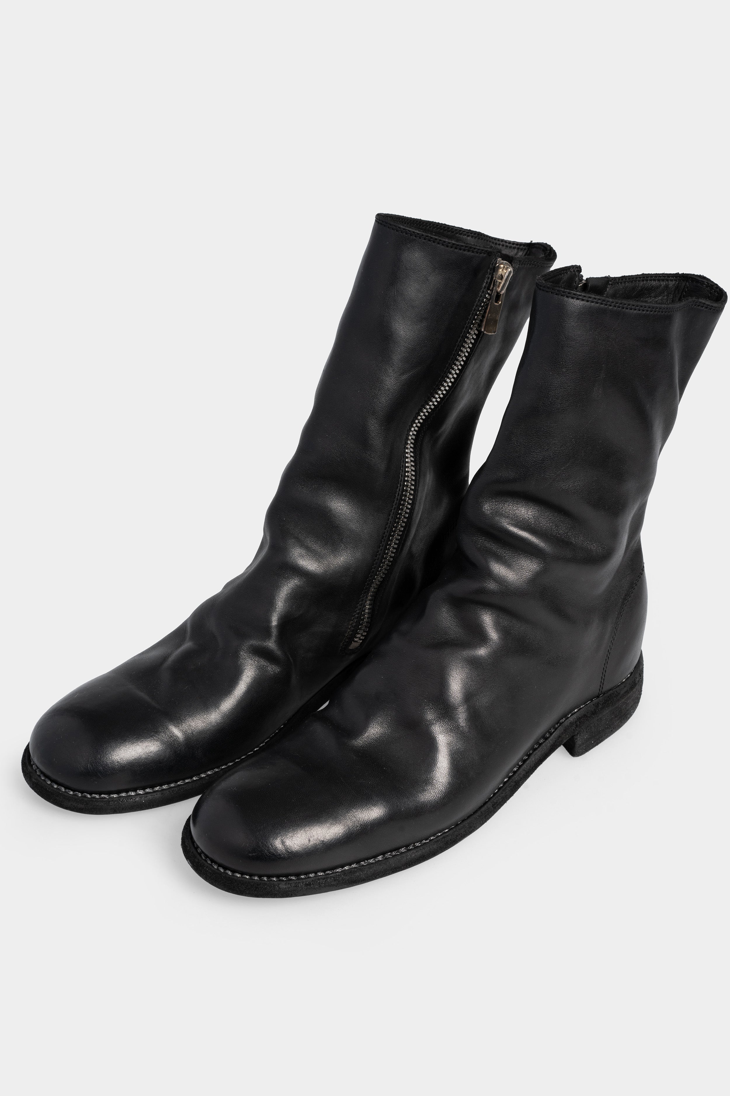 Side zip mid-top leather boots | 698X