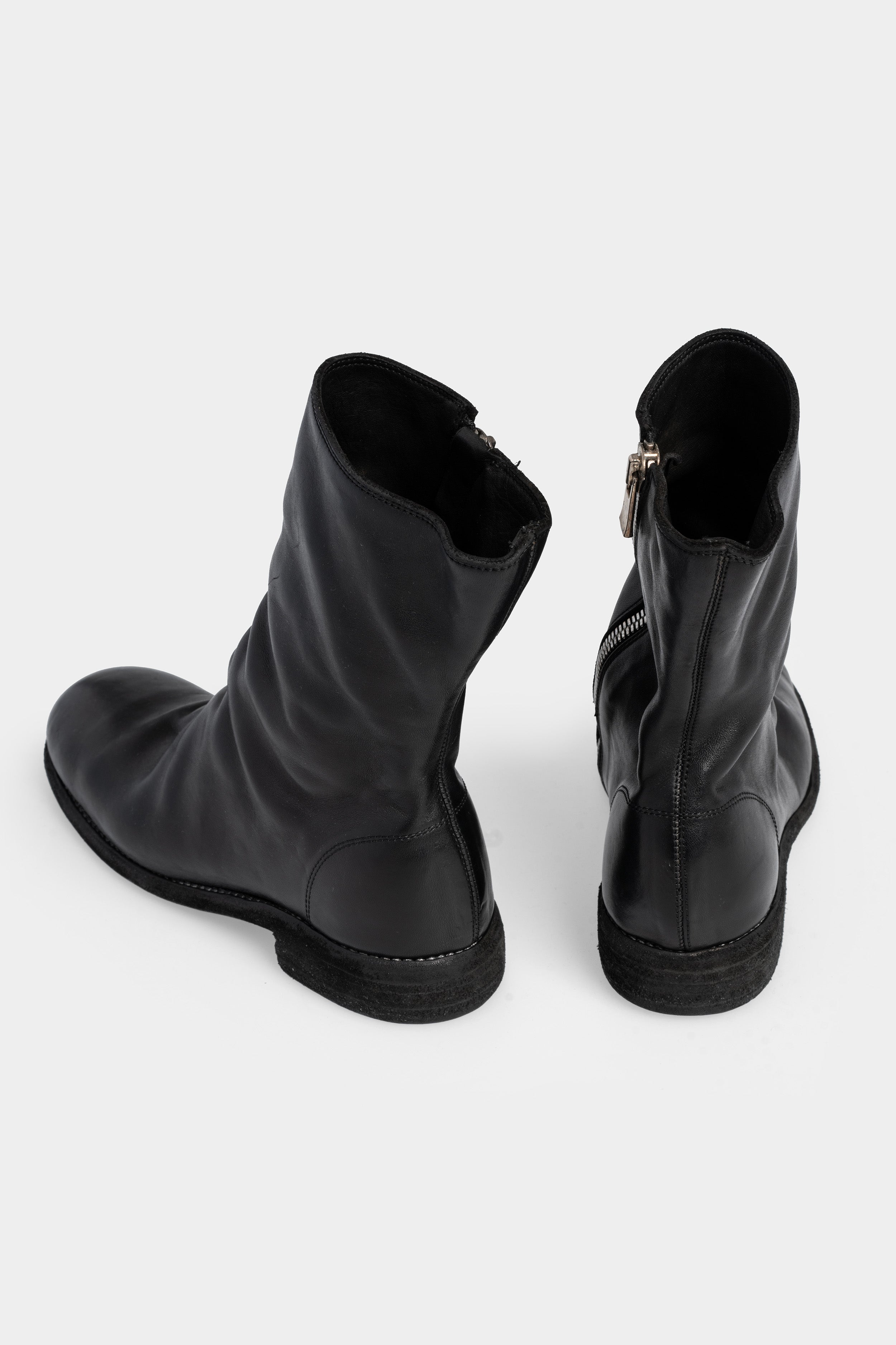 Side zip mid-top leather boots | 698X