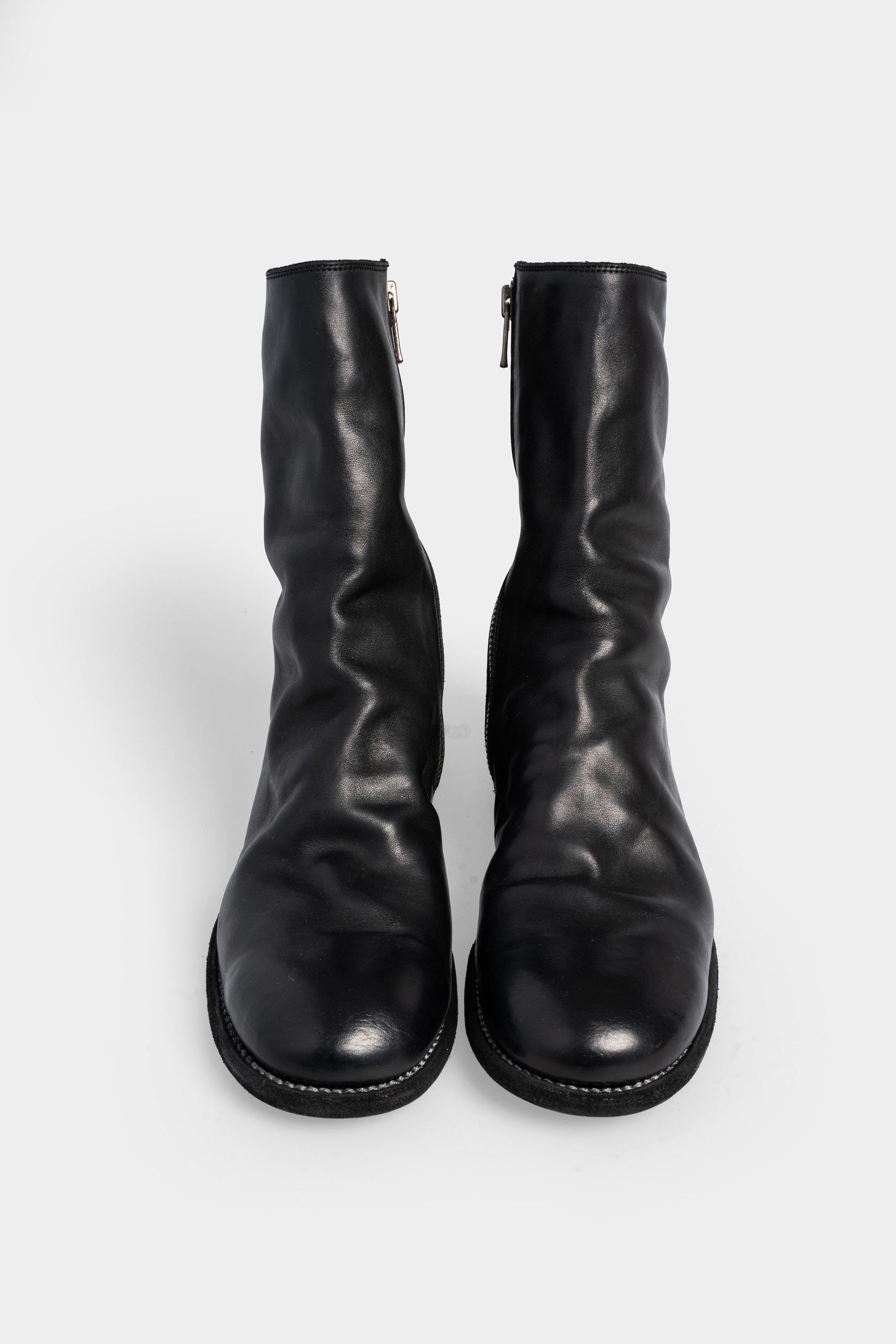 Side zip mid-top leather boots | 698X