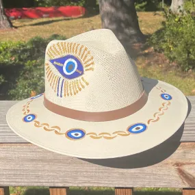 Sombrero Cream & Blue/ Gold Side Eye