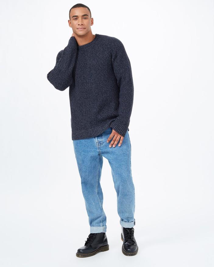 Tentree Highline Wool Crew Sweater in Midnight Blue Twist