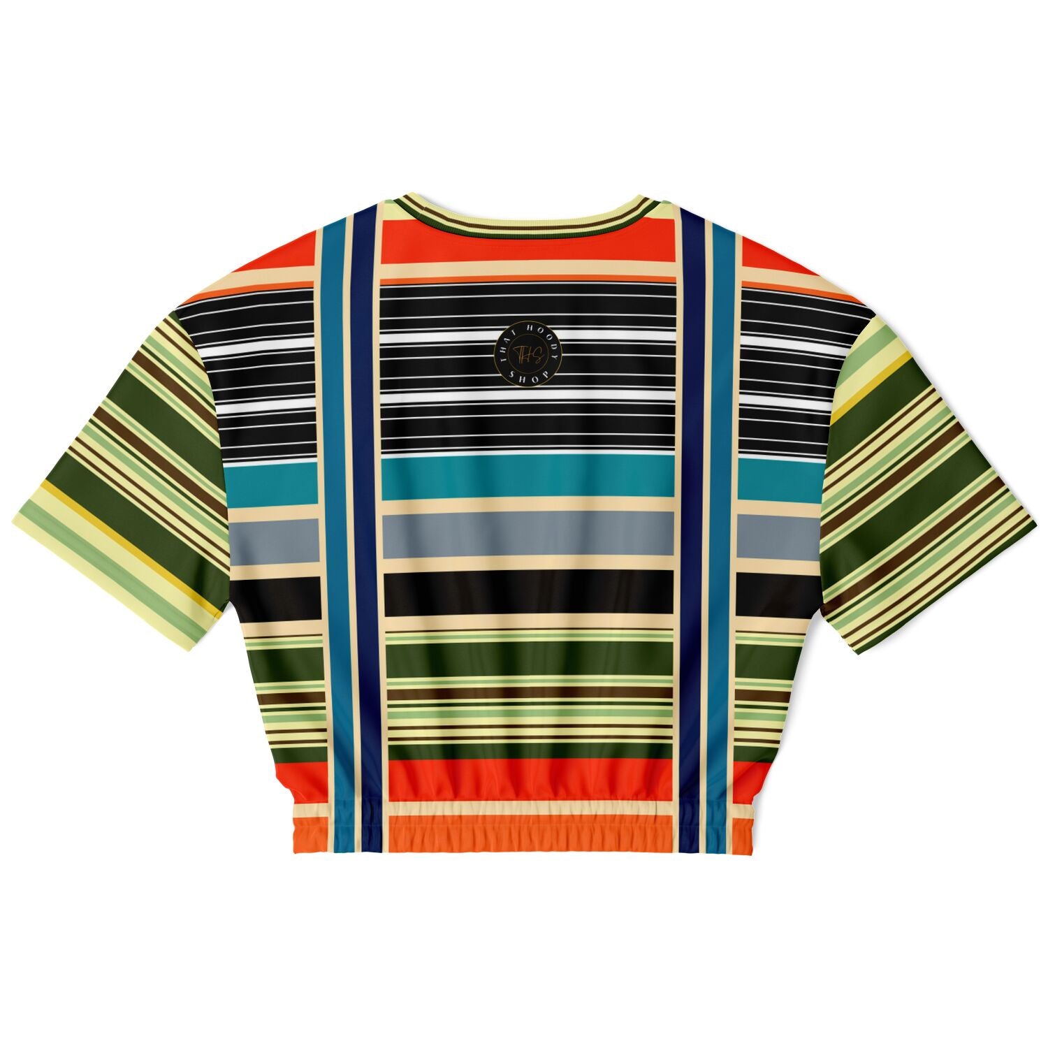 Tequila Sunrise Striped Short Sleeve Cropped Eco-Poly Sweater