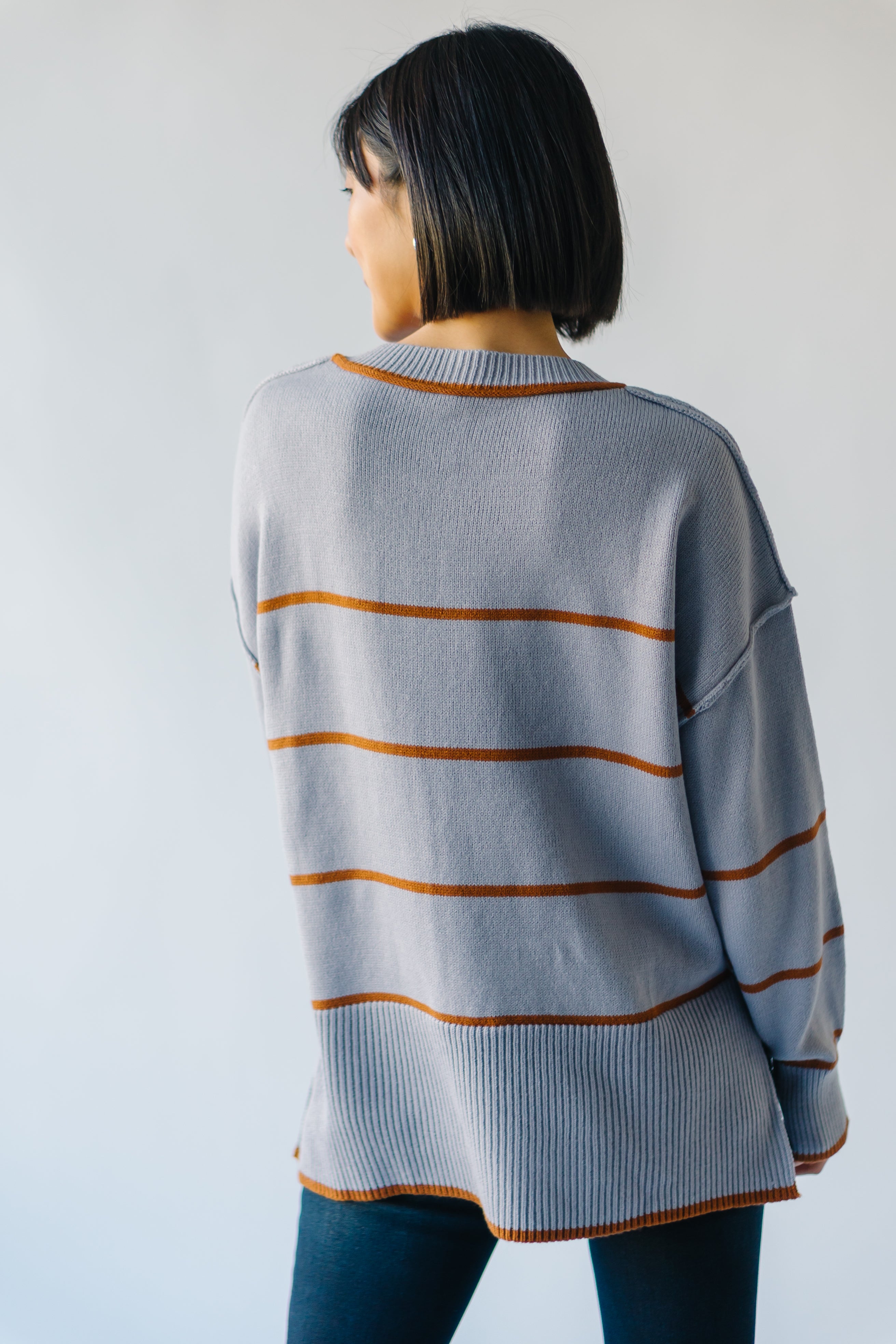 The Borden Striped Sweater in Blue + Tan