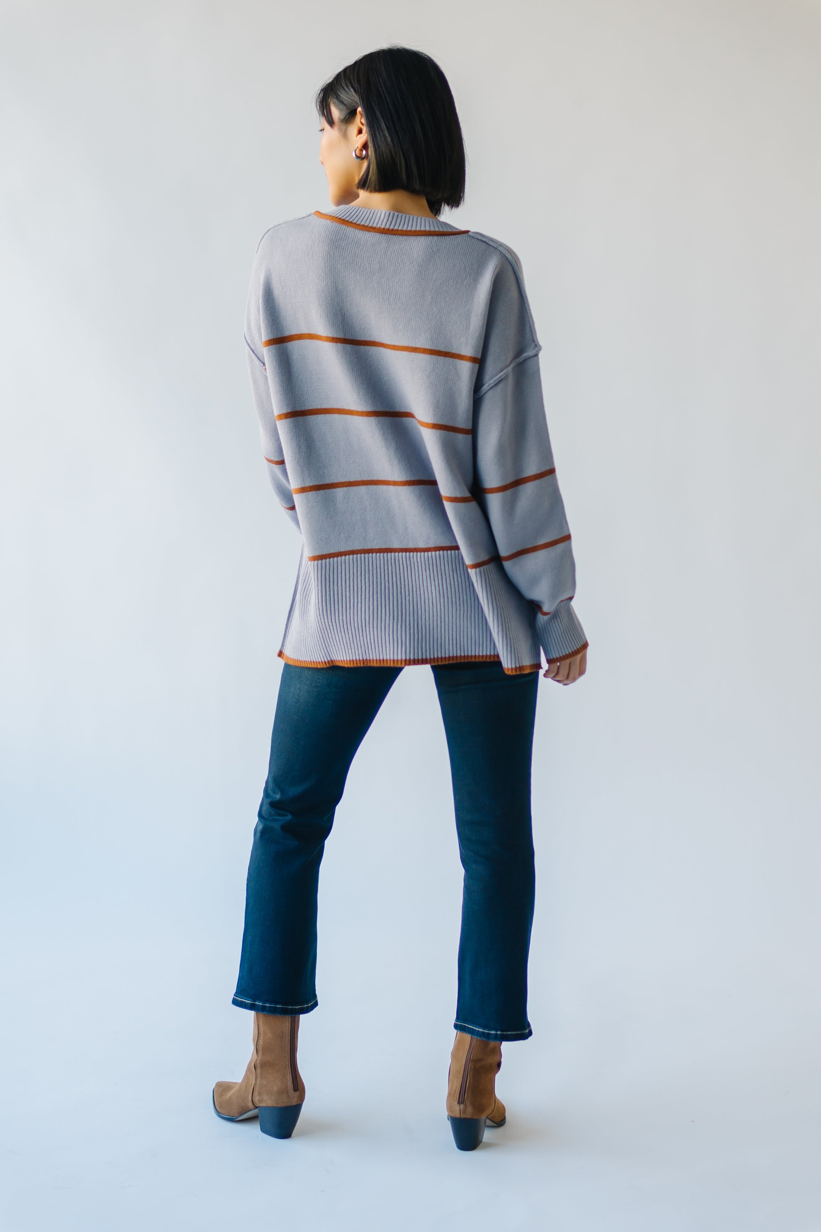 The Borden Striped Sweater in Blue + Tan