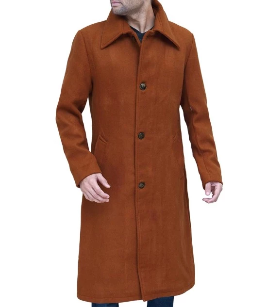 Trenton Tan Long Men's Wool Coat