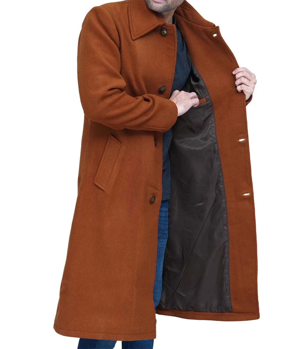 Trenton Tan Long Men's Wool Coat