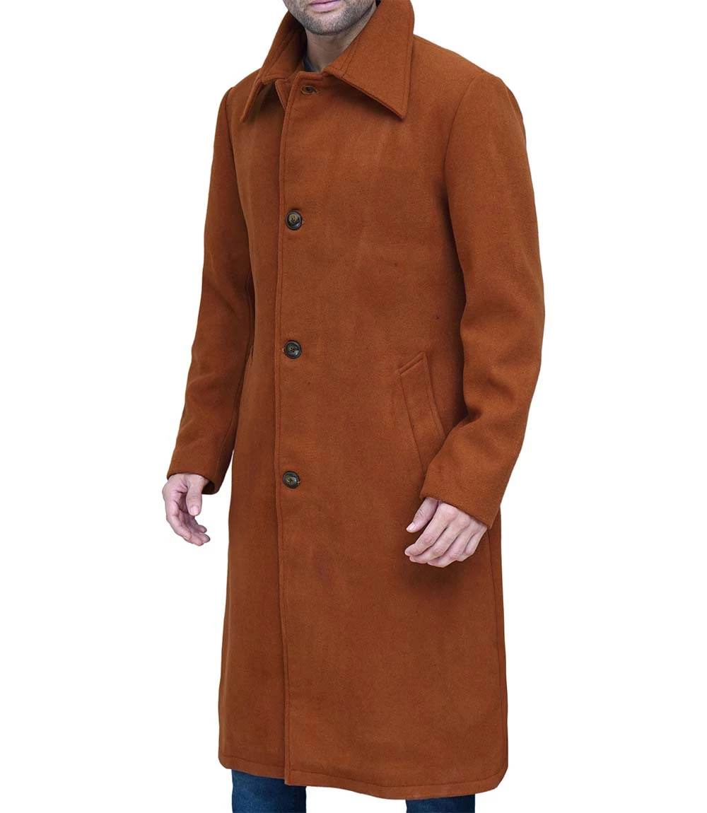 Trenton Tan Long Men's Wool Coat