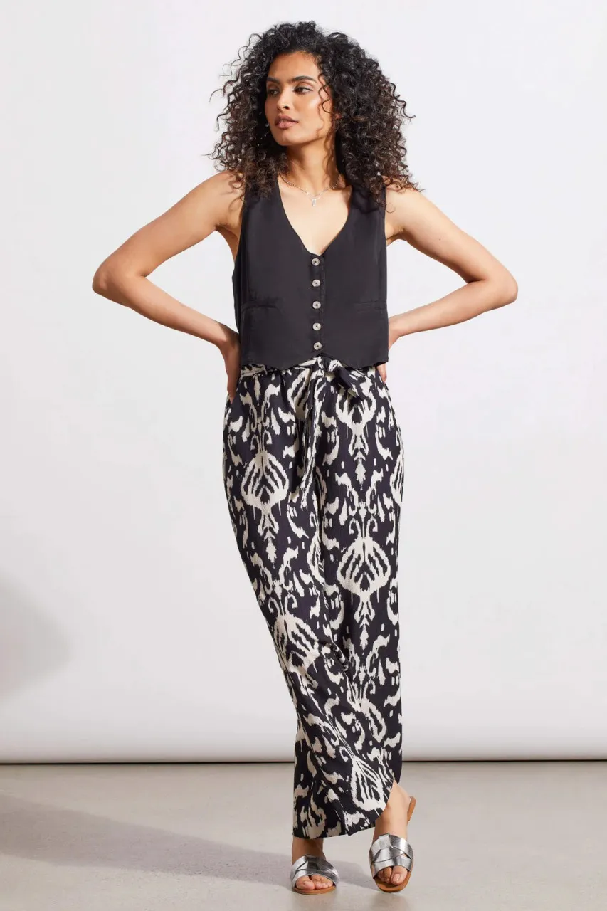 Tribal Black Ikat Belted Pants