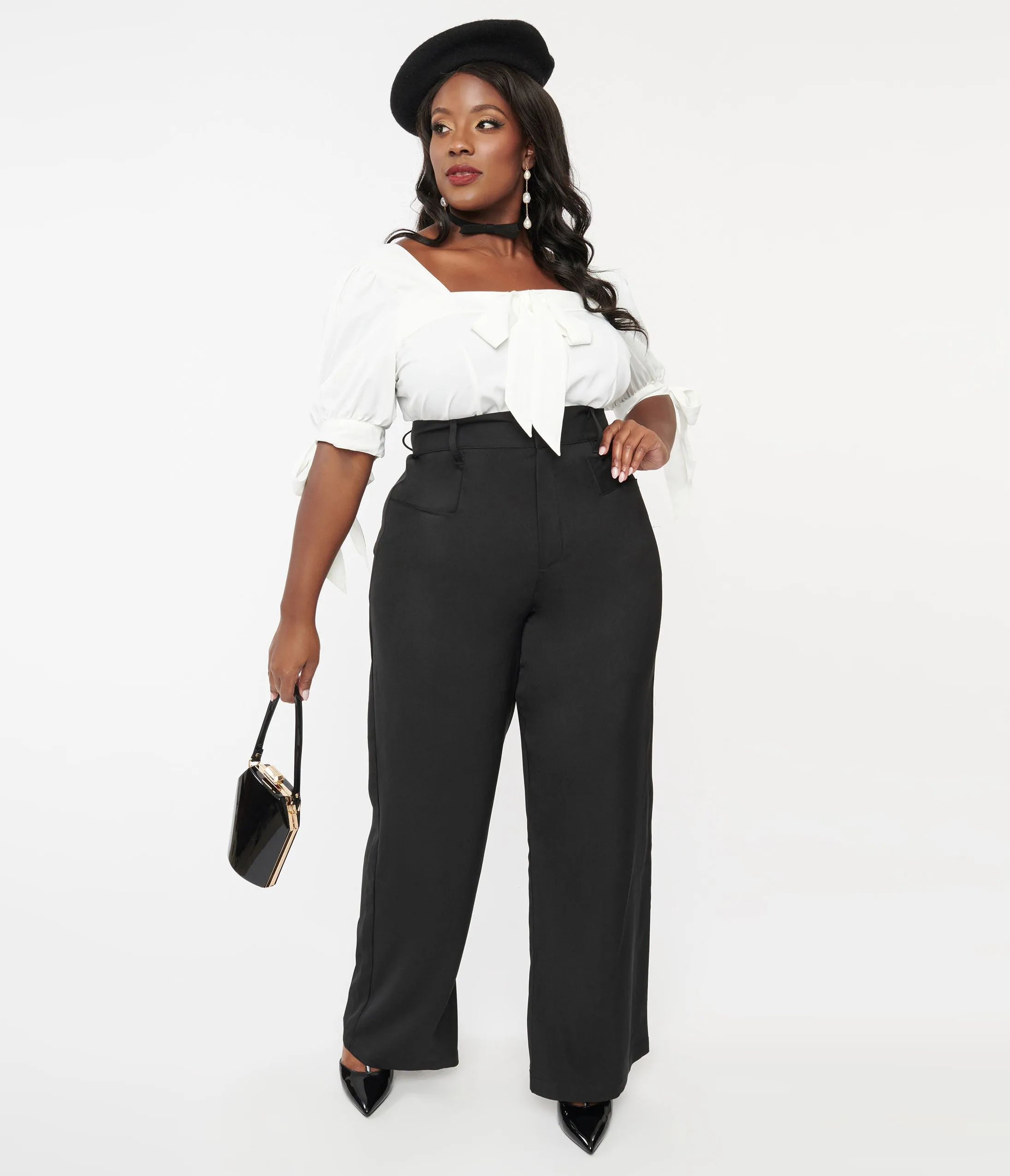 Unique Vintage Plus Size 1940s Black Ginger Pants