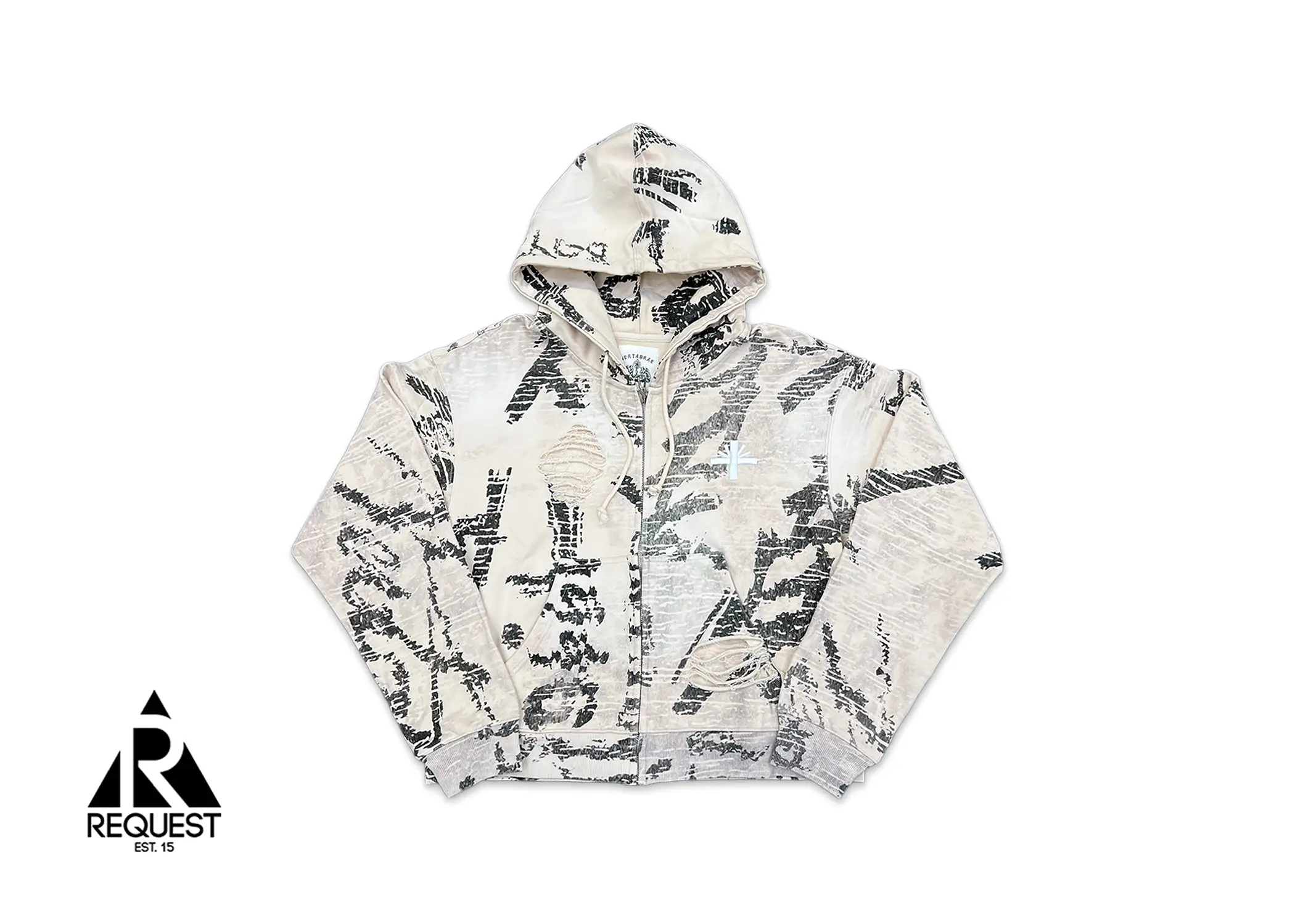 Vertabrae Zip Up Hoodie Ivory Graffiti