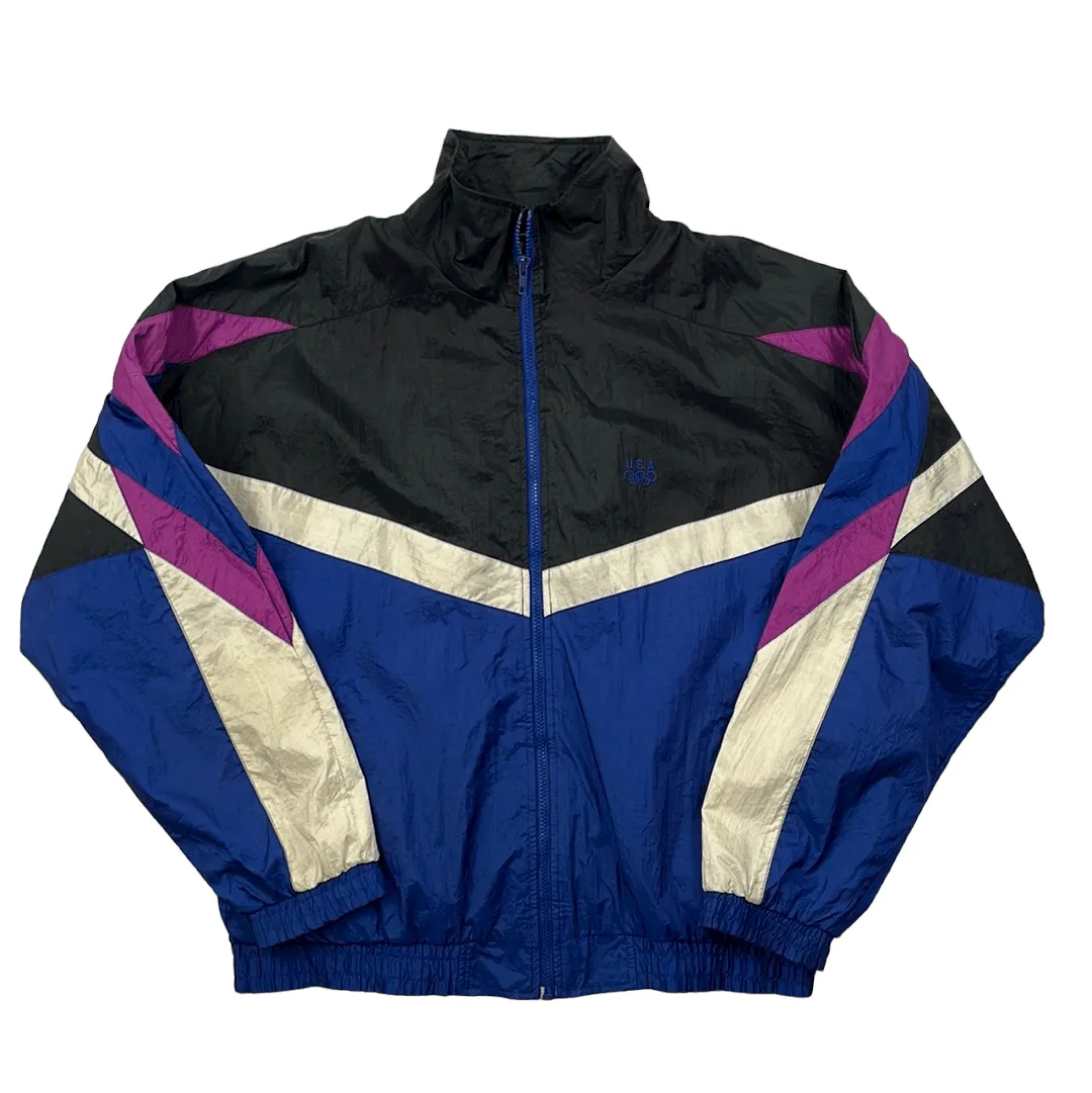 Vintage 90s Black, Blue, White + Purple Team USA Windbreaker Jacket - Large