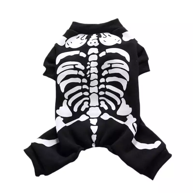 Winter Warm Dog Clothes Funny Skeleton Costumes Halloween Pet Cosplay Coat Puppy Fleece Jacket Clothes Pet Party Apparels