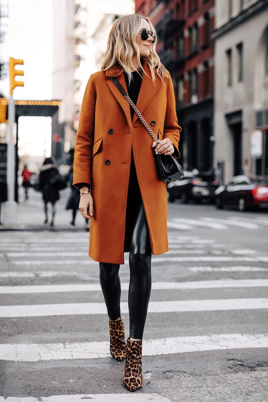 Women's Copper Brown Regular Fit Wool Coat