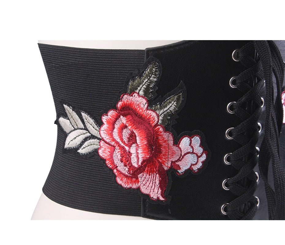 Women's Vintage Synthetic Leather Elastic Cummerbund Wide Belts