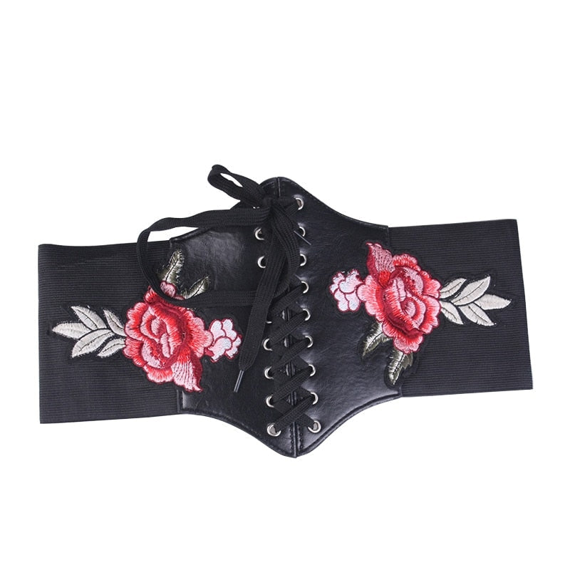 Women's Vintage Synthetic Leather Elastic Cummerbund Wide Belts