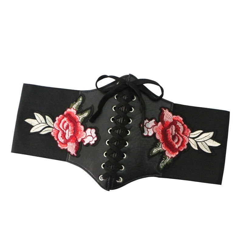 Women's Vintage Synthetic Leather Elastic Cummerbund Wide Belts