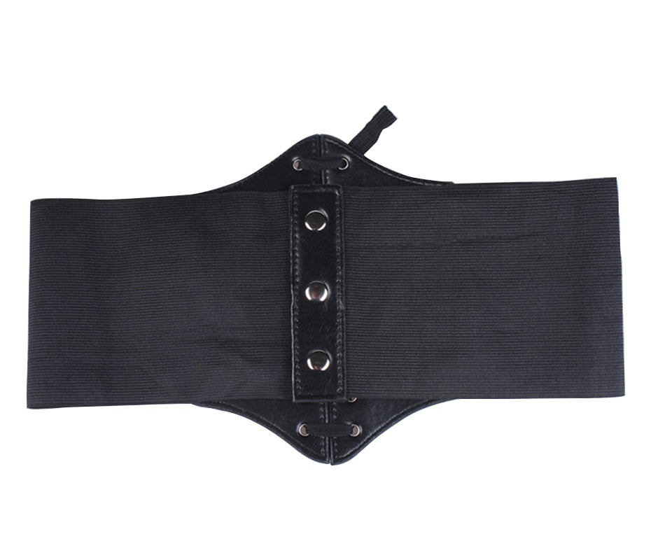 Women's Vintage Synthetic Leather Elastic Cummerbund Wide Belts