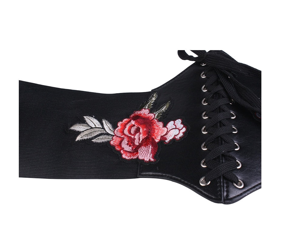 Women's Vintage Synthetic Leather Elastic Cummerbund Wide Belts