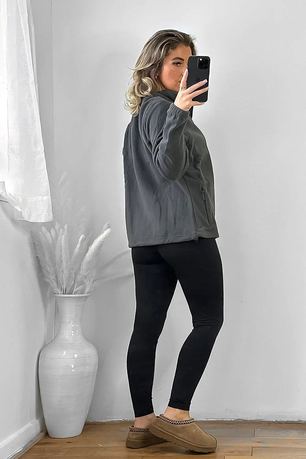 Zipped Front High Neck Fleece Jacket